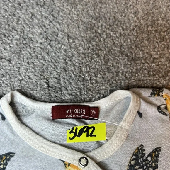 Milkbarn Baby Footed Romper 3-6 Months Butterfly Organic Cotton Snap Pajama - Picture 5 of 13